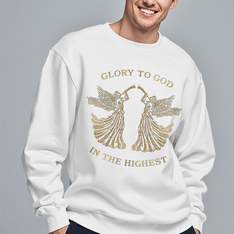 Christianartworkshop Sweatshirt im klassischen Stil mit der Aufschrift „Ehre sei Gott im höchsten Engel“ aus Polyester mit Fleecefutter