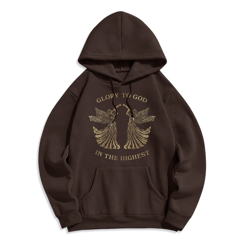 Christianartworkshop Kapuzenpullover aus Polyester im klassischen Stil mit der Aufschrift „Ehre sei Gott im höchsten Engel“ und Fleecefutter - Braun - 2XL - image 12