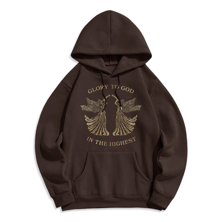 Christianartworkshop Kapuzenpullover aus Polyester im klassischen Stil mit der Aufschrift „Ehre sei Gott im höchsten Engel“ und Fleecefutter - Braun - 2XL - image 12