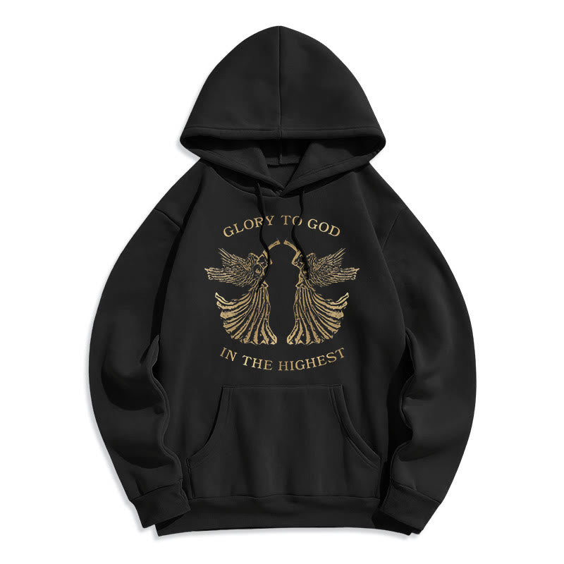 Christianartworkshop Kapuzenpullover aus Polyester im klassischen Stil mit der Aufschrift „Ehre sei Gott im höchsten Engel“ und Fleecefutter - Schwarz - 2XL - image 6