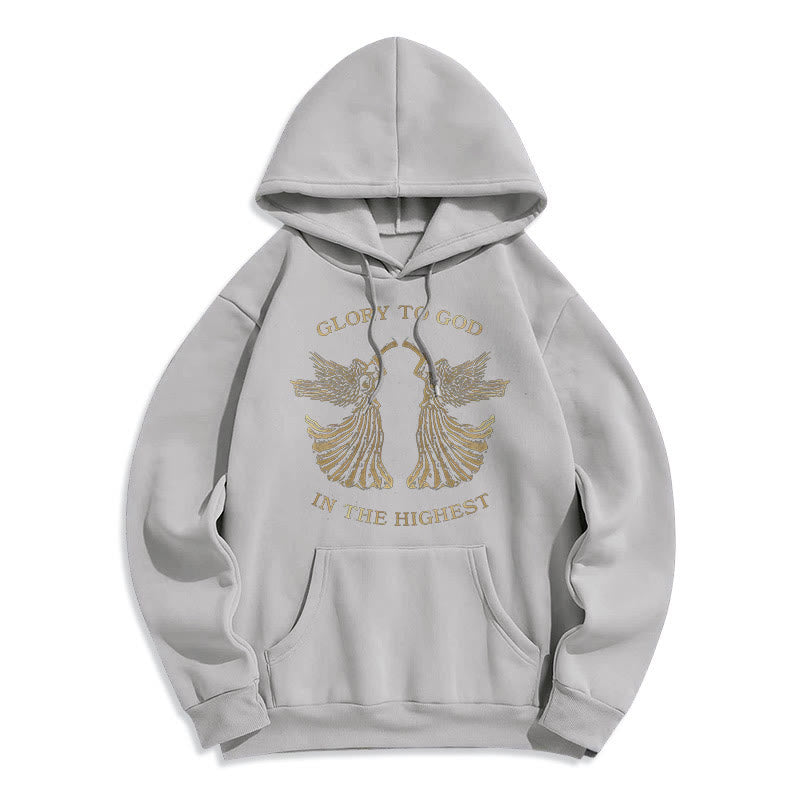 Christianartworkshop Kapuzenpullover aus Polyester im klassischen Stil mit der Aufschrift „Ehre sei Gott im höchsten Engel“ und Fleecefutter - Grau - 2XL - image 16