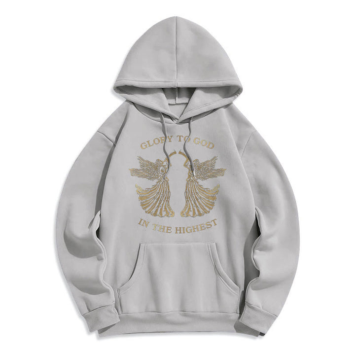Christianartworkshop Kapuzenpullover aus Polyester im klassischen Stil mit der Aufschrift „Ehre sei Gott im höchsten Engel“ und Fleecefutter - Grau - 2XL - image 16