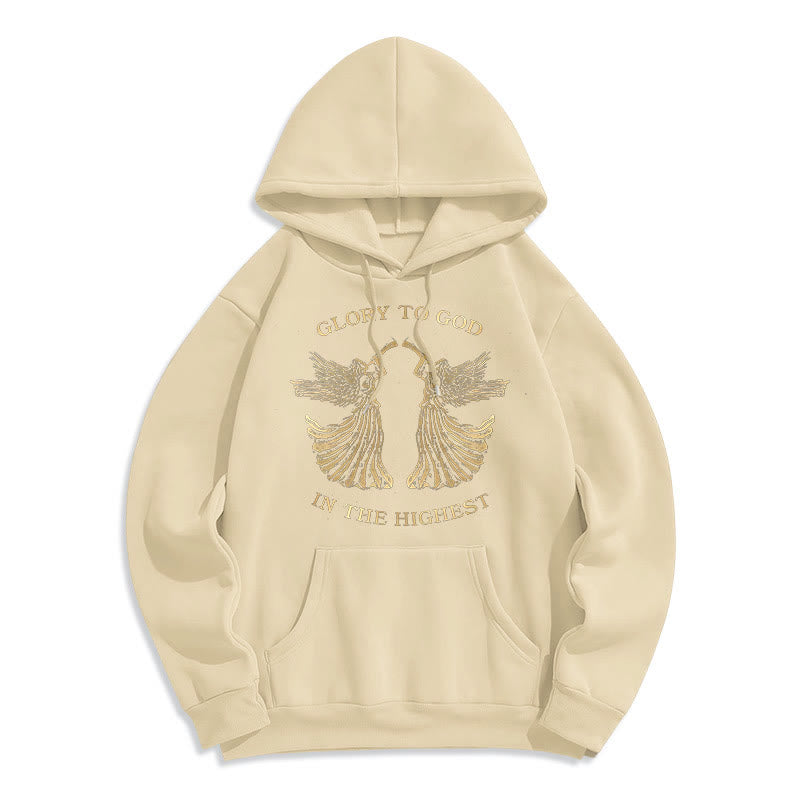Christianartworkshop Kapuzenpullover aus Polyester im klassischen Stil mit der Aufschrift „Ehre sei Gott im höchsten Engel“ und Fleecefutter - Beige - 2XL - image 10