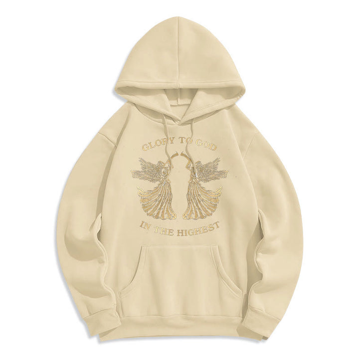 Christianartworkshop Kapuzenpullover aus Polyester im klassischen Stil mit der Aufschrift „Ehre sei Gott im höchsten Engel“ und Fleecefutter - Beige - 2XL - image 10
