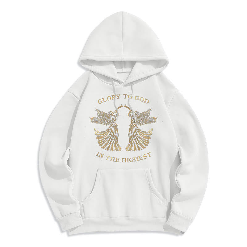 Christianartworkshop Kapuzenpullover aus Polyester im klassischen Stil mit der Aufschrift „Ehre sei Gott im höchsten Engel“ und Fleecefutter - Weiß - 2XL - image 8