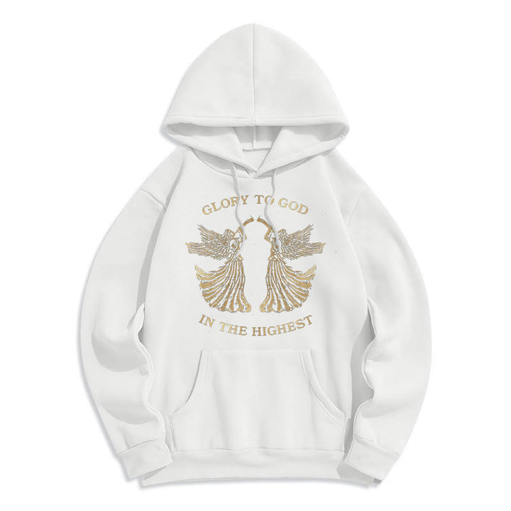 Christianartworkshop Kapuzenpullover aus Polyester im klassischen Stil mit der Aufschrift „Ehre sei Gott im höchsten Engel“ und Fleecefutter - Weiß - 2XL - image 8