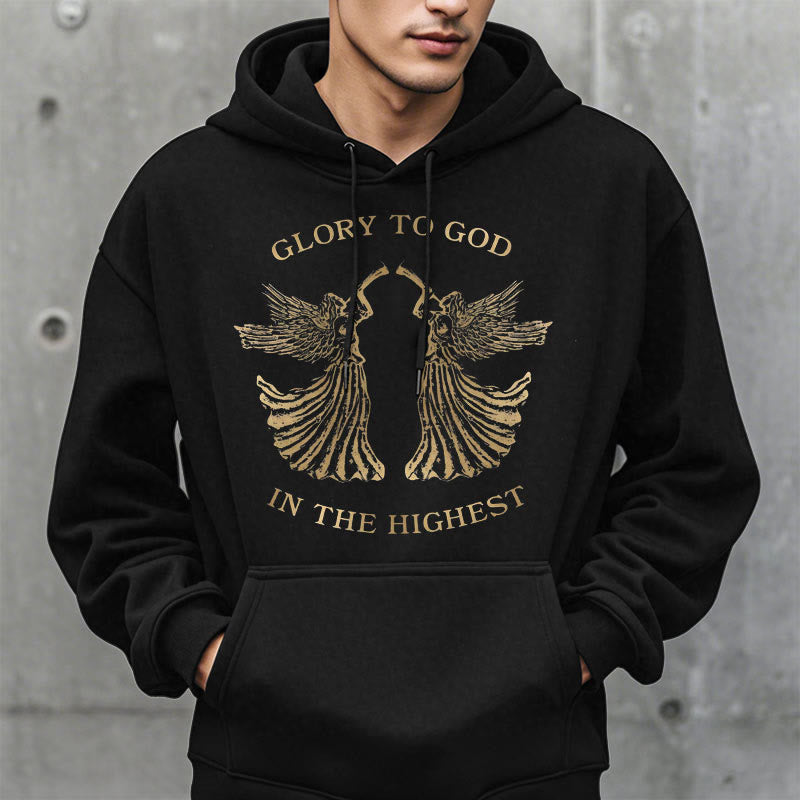 Christianartworkshop Kapuzenpullover aus Polyester im klassischen Stil mit der Aufschrift „Ehre sei Gott im höchsten Engel“ und Fleecefutter - image 7