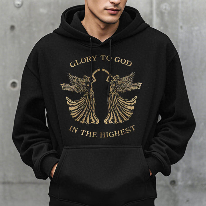 Christianartworkshop Kapuzenpullover aus Polyester im klassischen Stil mit der Aufschrift „Ehre sei Gott im höchsten Engel“ und Fleecefutter - image 7