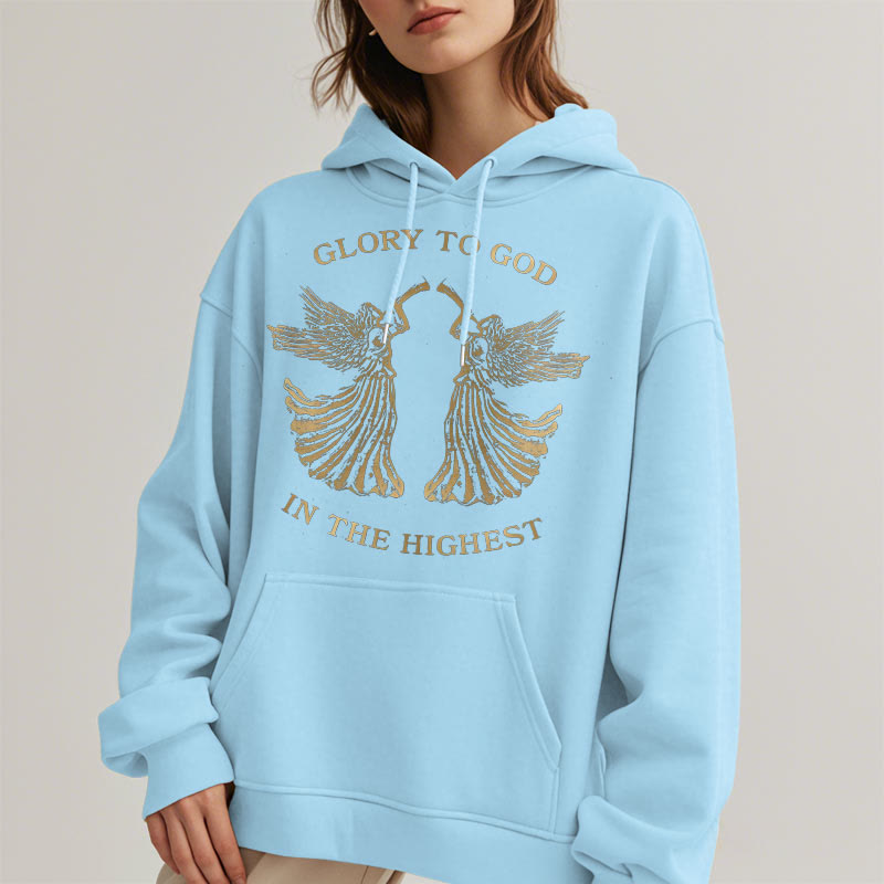 Christianartworkshop Kapuzenpullover aus Polyester im klassischen Stil mit der Aufschrift „Ehre sei Gott im höchsten Engel“ und Fleecefutter - image 4