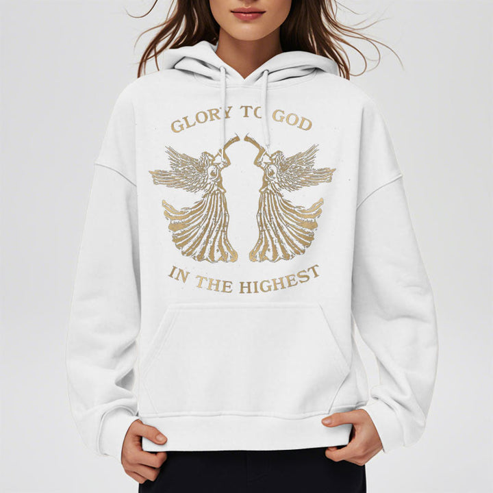 Christianartworkshop Kapuzenpullover aus Polyester im klassischen Stil mit der Aufschrift „Ehre sei Gott im höchsten Engel“ und Fleecefutter - image 9