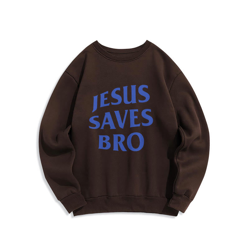 Christianartworkshop Zitat-Stil Jesus Saves Bro Proud Faith Fleece-gefüttertes Polyester-Sweatshirt - Braun - 2XL - image 0