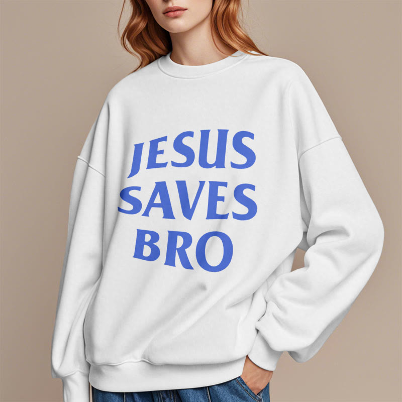 Christianartworkshop Zitat-Stil Jesus Saves Bro Proud Faith Fleece-gefüttertes Polyester-Sweatshirt