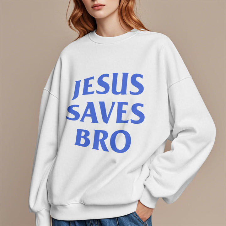 Christianartworkshop Zitat-Stil Jesus Saves Bro Proud Faith Fleece-gefüttertes Polyester-Sweatshirt
