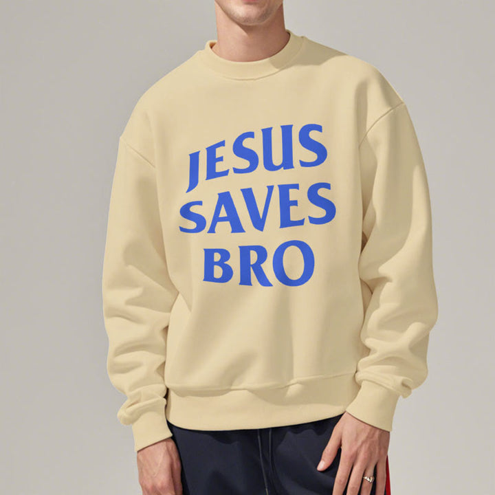 Christianartworkshop Zitat-Stil Jesus Saves Bro Proud Faith Fleece-gefüttertes Polyester-Sweatshirt