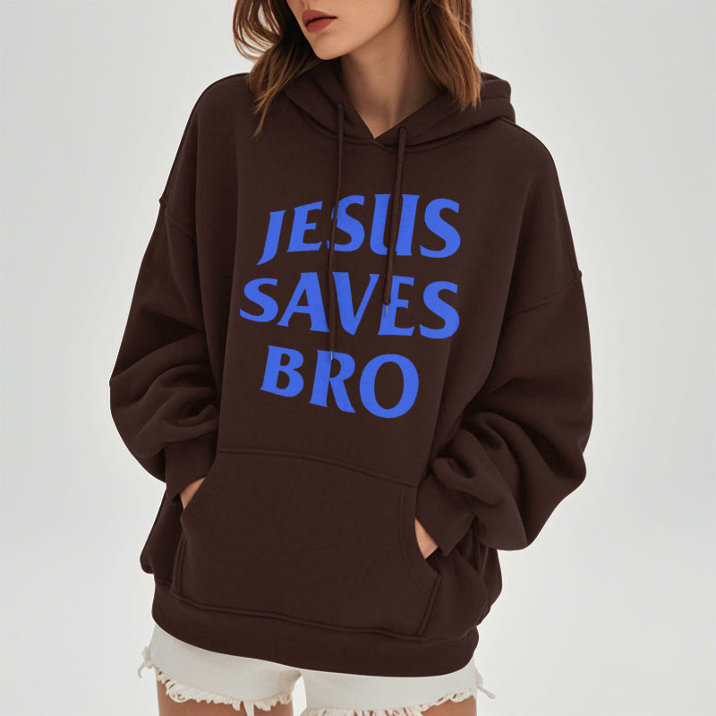 Christianartworkshop Kapuzenpullover aus Polyester mit Fleecefutter, Zitat-Stil „Jesus Saves Bro Proud Faith“