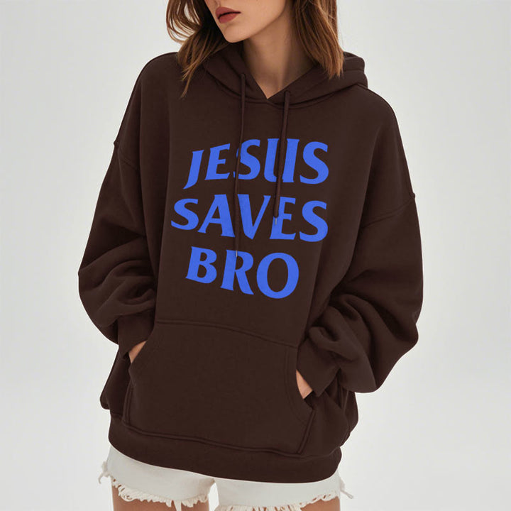 Christianartworkshop Kapuzenpullover aus Polyester mit Fleecefutter, Zitat-Stil „Jesus Saves Bro Proud Faith“