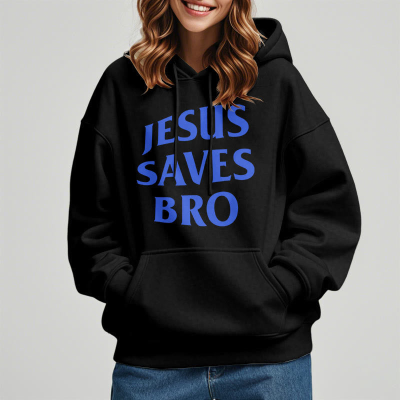 Christianartworkshop Kapuzenpullover aus Polyester mit Fleecefutter, Zitat-Stil „Jesus Saves Bro Proud Faith“