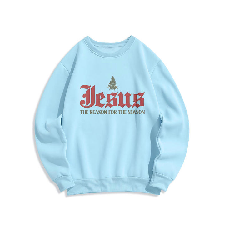 Christianartworkshop Zitat-Stil Jesus, der Grund für die Jahreszeit, Polyester-Sweatshirt mit Fleecefutter - Blau - 2XL - image 14