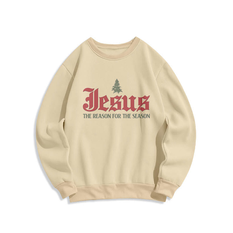 Christianartworkshop Zitat-Stil Jesus, der Grund für die Jahreszeit, Polyester-Sweatshirt mit Fleecefutter - Beige - 2XL - image 0