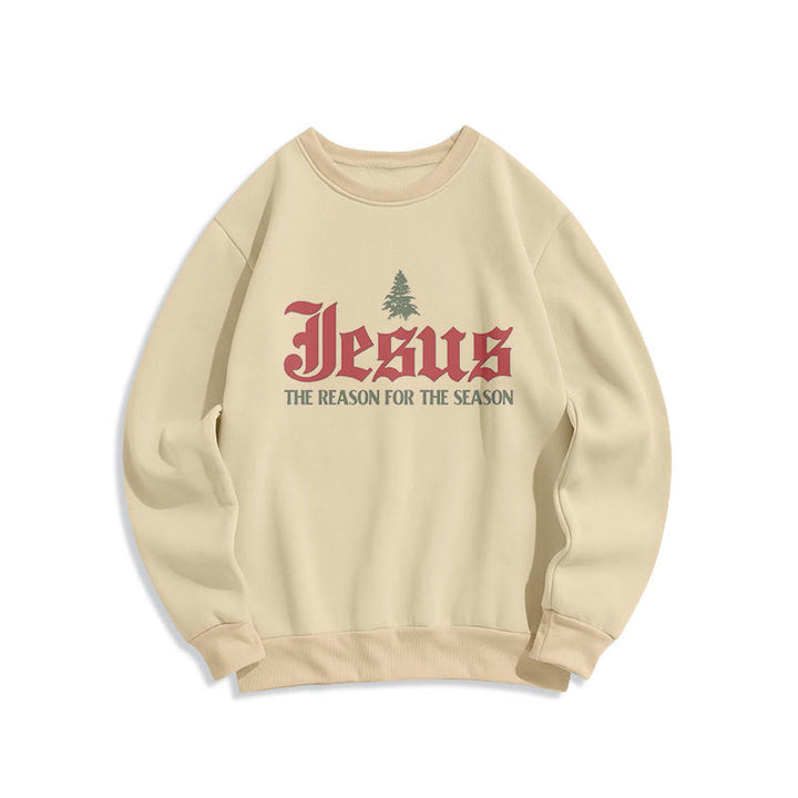 Christianartworkshop Zitat-Stil Jesus, der Grund für die Jahreszeit, Polyester-Sweatshirt mit Fleecefutter - Beige - 2XL - image 0