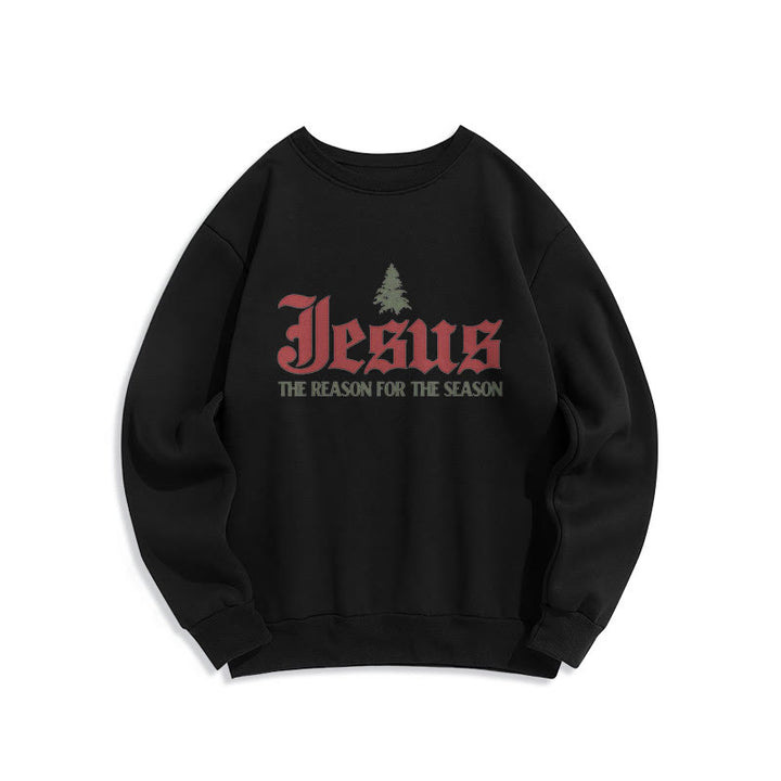 Christianartworkshop Zitat-Stil Jesus Der Grund für die Jahreszeit Fleecegefüttertes Polyester-Sweatshirt - Schwarz - 2XL - image 5