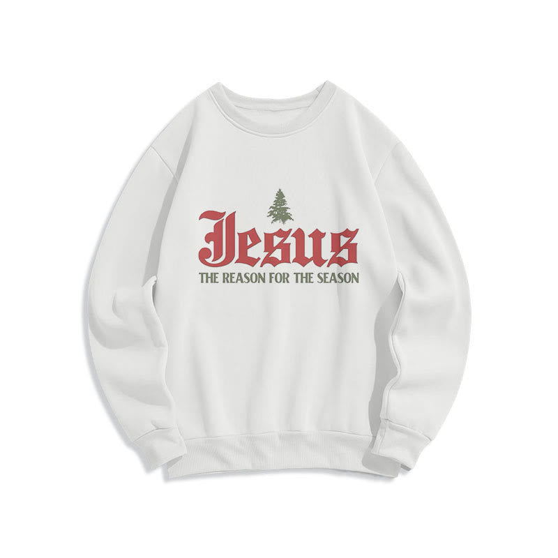 Christianartworkshop Zitat-Stil Jesus, der Grund für die Jahreszeit, Polyester-Sweatshirt mit Fleecefutter - Weiß - 2XL - image 8