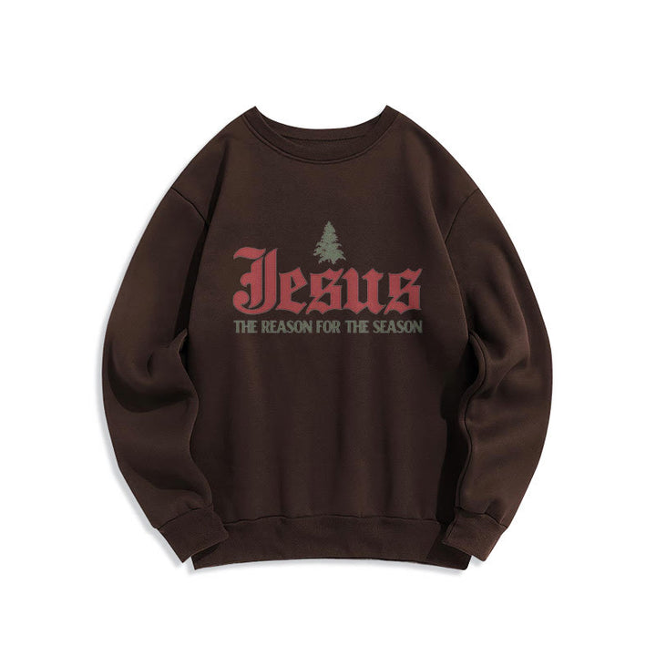 Christianartworkshop Zitat-Stil Jesus, der Grund für die Jahreszeit, Polyester-Sweatshirt mit Fleecefutter - Braun - 2XL - image 10