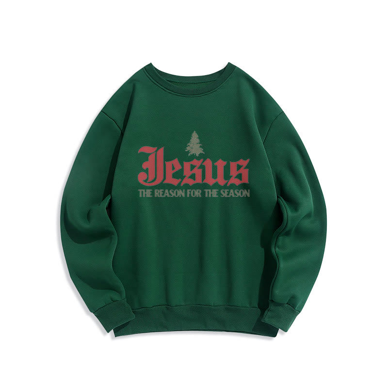Christianartworkshop Zitat-Stil Jesus, der Grund für die Jahreszeit, Polyester-Sweatshirt mit Fleecefutter - Grün - 2XL - image 12