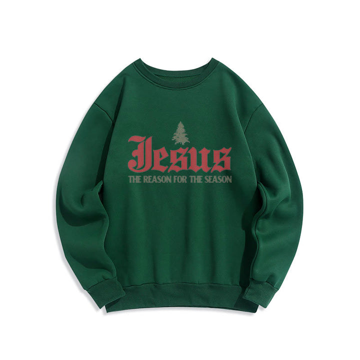 Christianartworkshop Zitat-Stil Jesus, der Grund für die Jahreszeit, Polyester-Sweatshirt mit Fleecefutter - Grün - 2XL - image 12