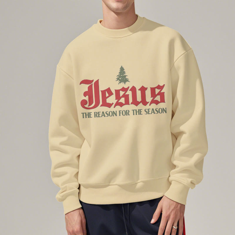 Christianartworkshop Zitat-Stil Jesus, der Grund für die Jahreszeit, Polyester-Sweatshirt mit Fleecefutter