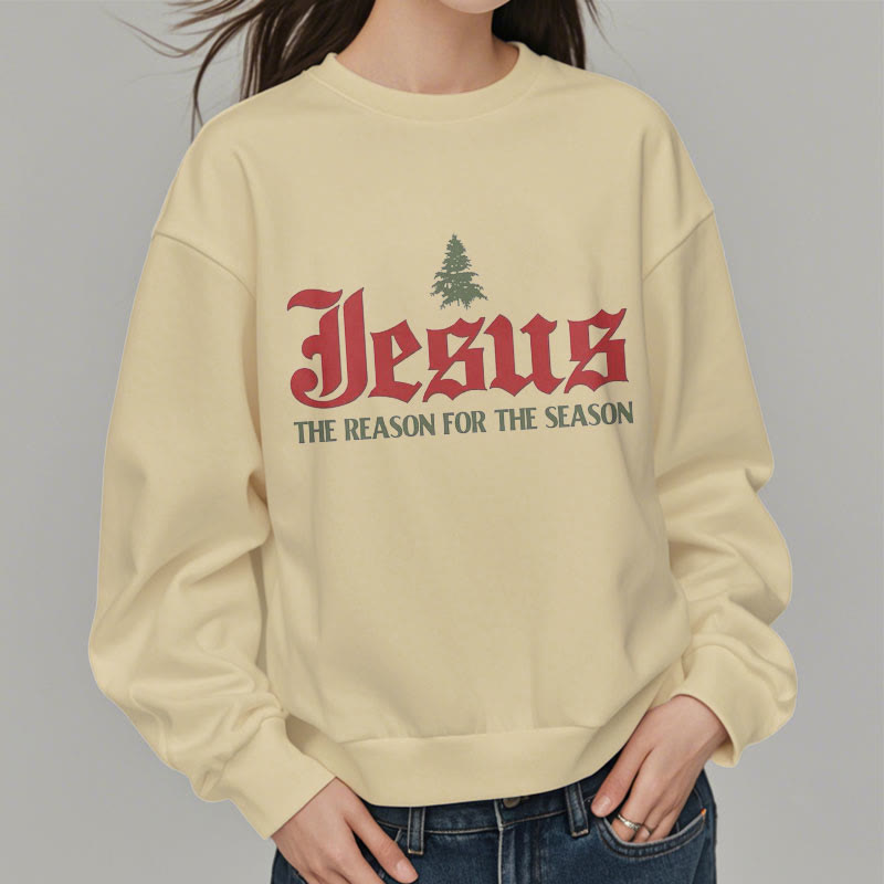 Christianartworkshop Zitat-Stil Jesus, der Grund für die Jahreszeit, Polyester-Sweatshirt mit Fleecefutter