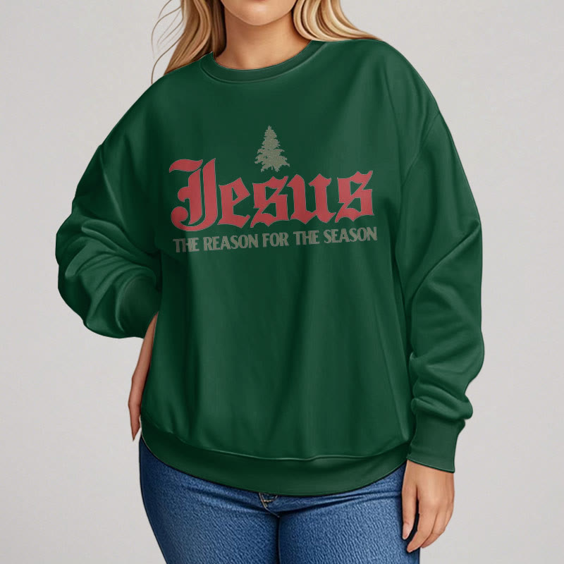 Christianartworkshop Zitat-Stil Jesus, der Grund für die Jahreszeit, Polyester-Sweatshirt mit Fleecefutter