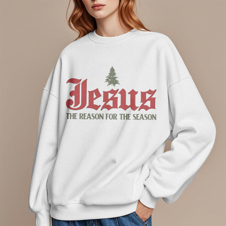 Christianartworkshop Zitat-Stil Jesus Der Grund für die Jahreszeit Fleecegefüttertes Polyester-Sweatshirt - image 8