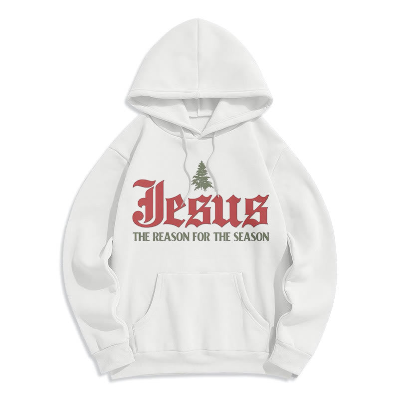 Christianartworkshop Zitatstil Jesus Der Grund für die Jahreszeit Fleecegefütterter Polyester-Hoodie - Weiß - 2XL - image 0