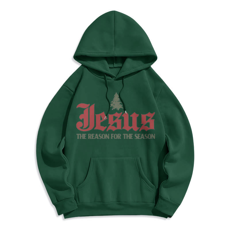Christianartworkshop Zitat-Stil Jesus, der Grund für die Jahreszeit, Polyester-Kapuzenpullover mit Fleecefutter - Grün - 2XL - image 12