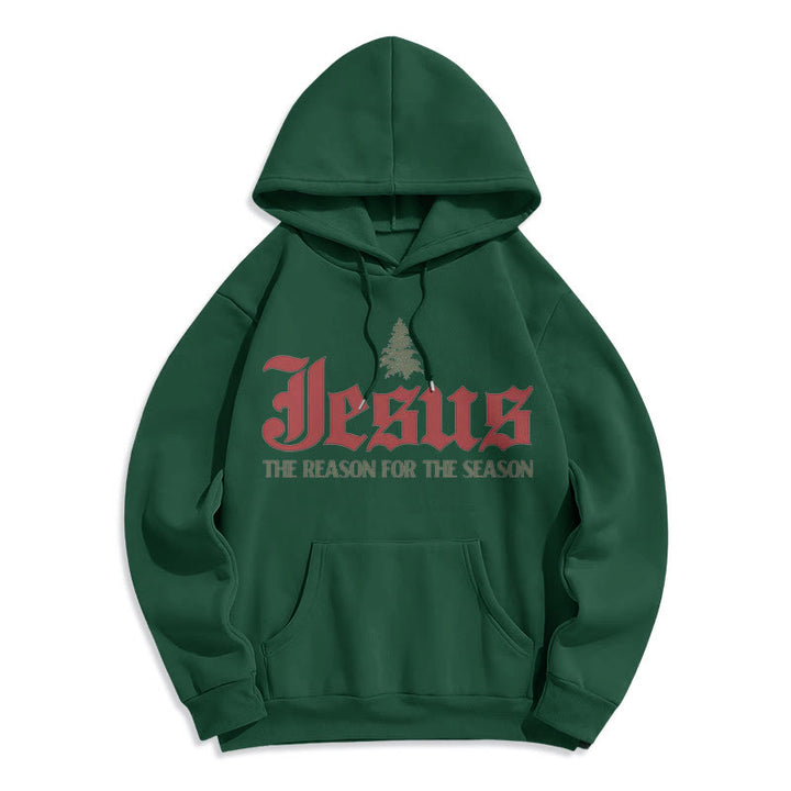 Christianartworkshop Zitat-Stil Jesus, der Grund für die Jahreszeit, Polyester-Kapuzenpullover mit Fleecefutter - Grün - 2XL - image 12