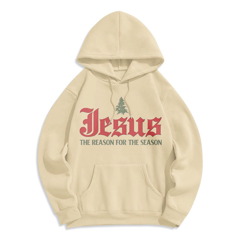Christianartworkshop Zitatstil Jesus Der Grund für die Jahreszeit Fleecegefütterter Polyester-Hoodie - Beige - 2XL - image 7