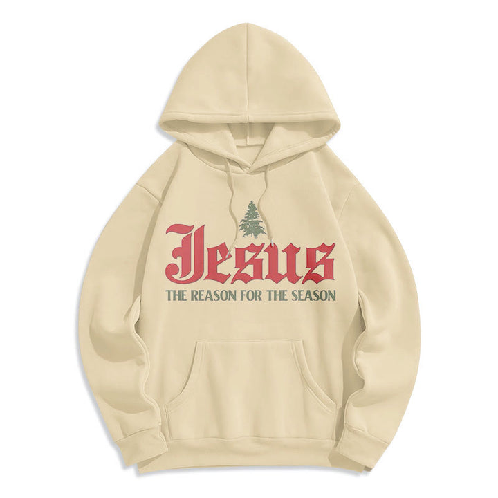 Christianartworkshop Zitatstil Jesus Der Grund für die Jahreszeit Fleecegefütterter Polyester-Hoodie - Beige - 2XL - image 7
