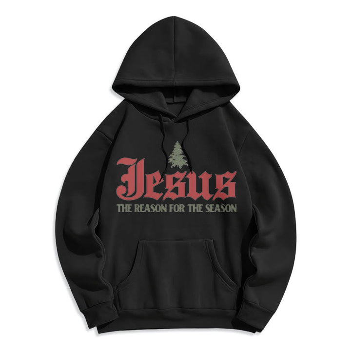 Christianartworkshop Zitatstil Jesus Der Grund für die Jahreszeit Fleecegefütterter Polyester-Hoodie - Schwarz - 2XL - image 5