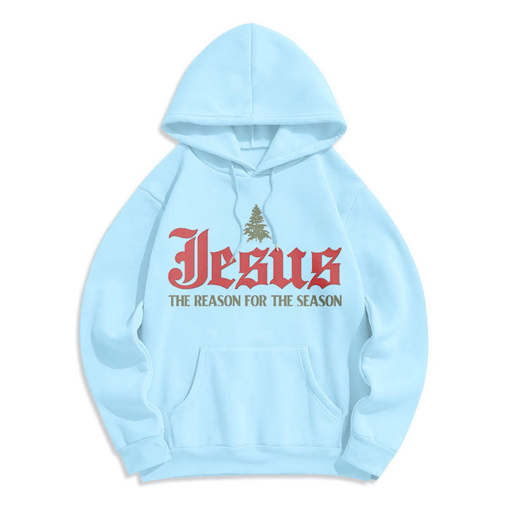 Christianartworkshop Zitat-Stil Jesus, der Grund für die Jahreszeit, Polyester-Kapuzenpullover mit Fleecefutter - Blau - 2XL - image 14