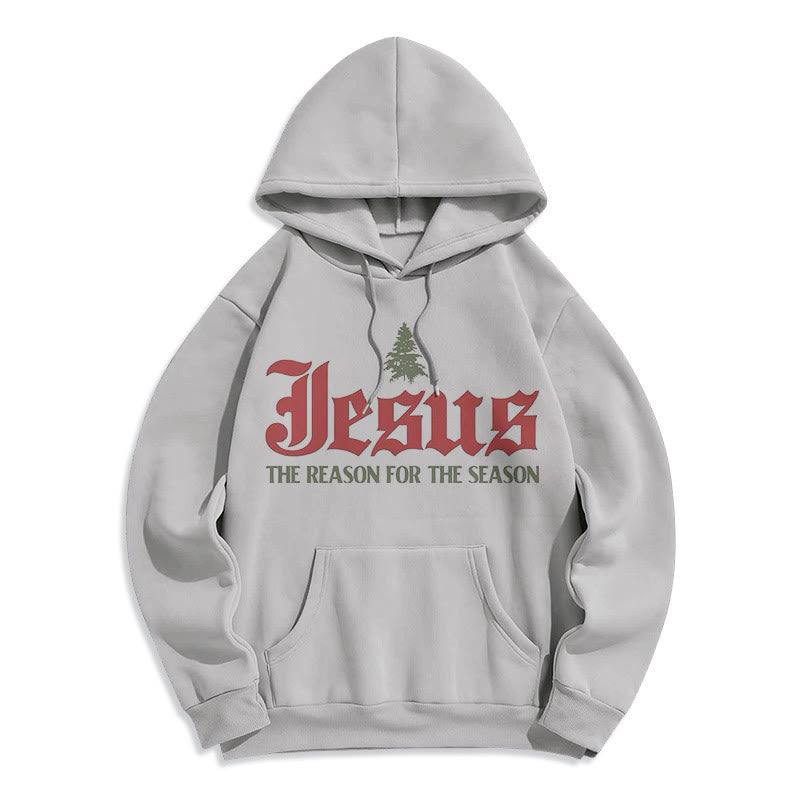 Christianartworkshop Zitatstil Jesus Der Grund für die Jahreszeit Fleecegefütterter Polyester-Hoodie - Grau - 2XL - image 15