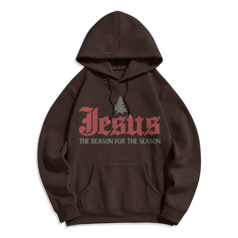 Christianartworkshop Zitat-Stil Jesus, der Grund für die Jahreszeit, Polyester-Kapuzenpullover mit Fleecefutter - Braun - 2XL - image 10