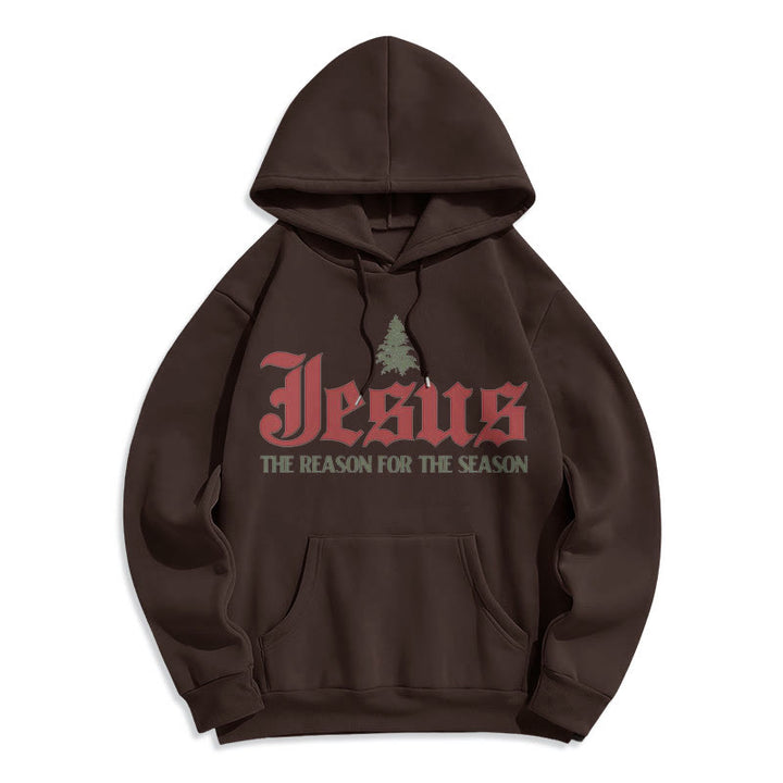 Christianartworkshop Zitat-Stil Jesus, der Grund für die Jahreszeit, Polyester-Kapuzenpullover mit Fleecefutter - Braun - 2XL - image 10