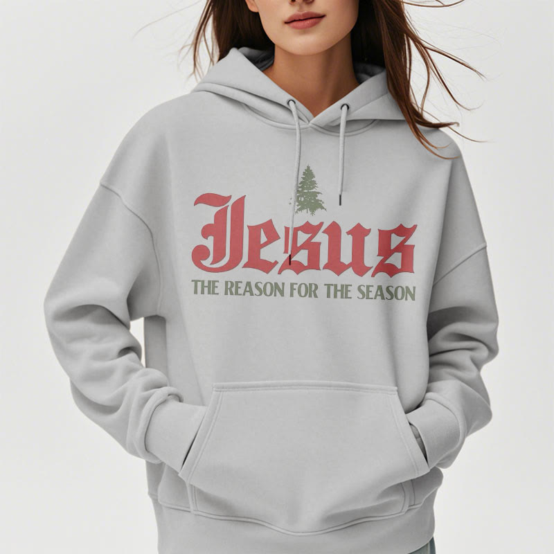 Christianartworkshop Zitat-Stil Jesus, der Grund für die Jahreszeit, Polyester-Kapuzenpullover mit Fleecefutter - image 17
