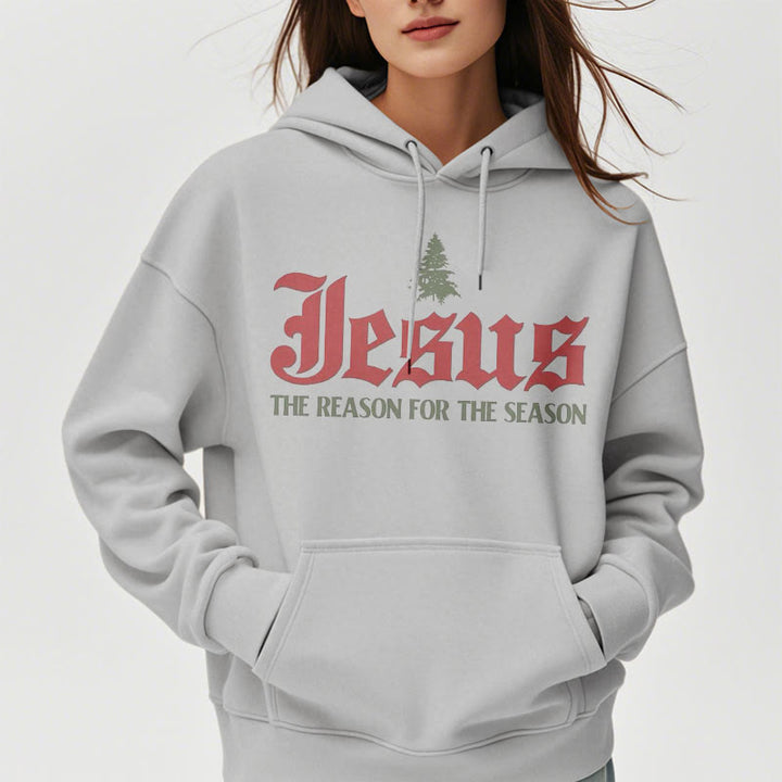 Christianartworkshop Zitat-Stil Jesus, der Grund für die Jahreszeit, Polyester-Kapuzenpullover mit Fleecefutter - image 17