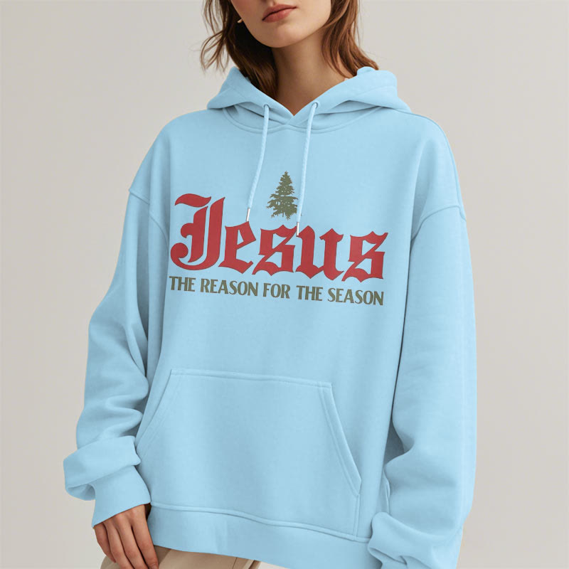 Christianartworkshop Zitat-Stil Jesus, der Grund für die Jahreszeit, Polyester-Kapuzenpullover mit Fleecefutter - image 15
