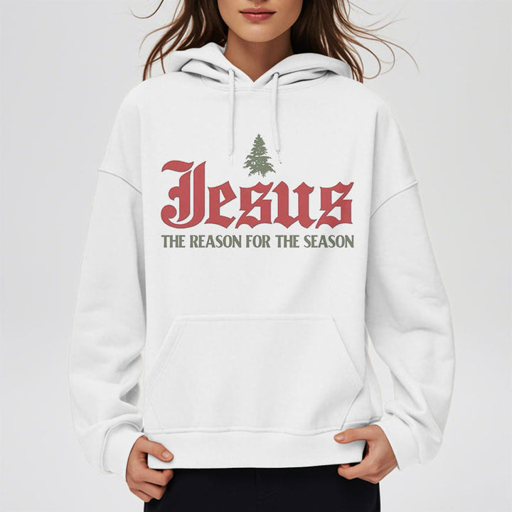 Christianartworkshop Zitat-Stil Jesus, der Grund für die Jahreszeit, Polyester-Kapuzenpullover mit Fleecefutter - image 5
