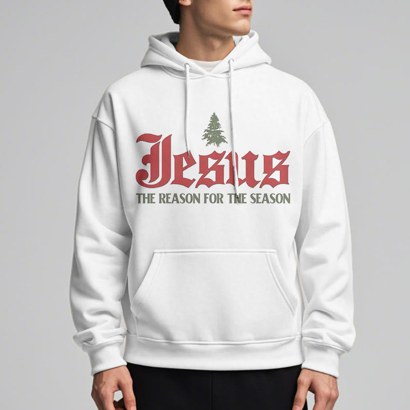 Christianartworkshop Zitatstil Jesus Der Grund für die Jahreszeit Fleecegefütterter Polyester-Hoodie - image 3