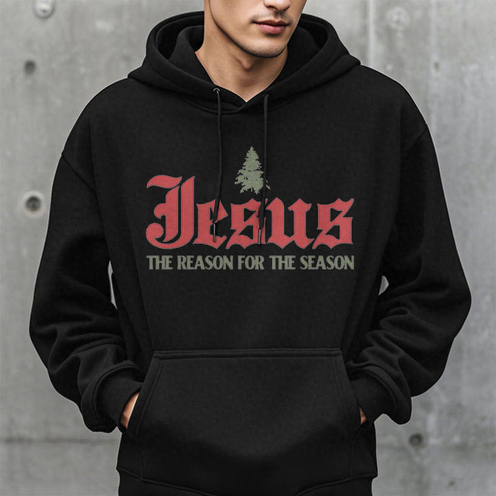 Christianartworkshop Zitatstil Jesus Der Grund für die Jahreszeit Fleecegefütterter Polyester-Hoodie - image 6