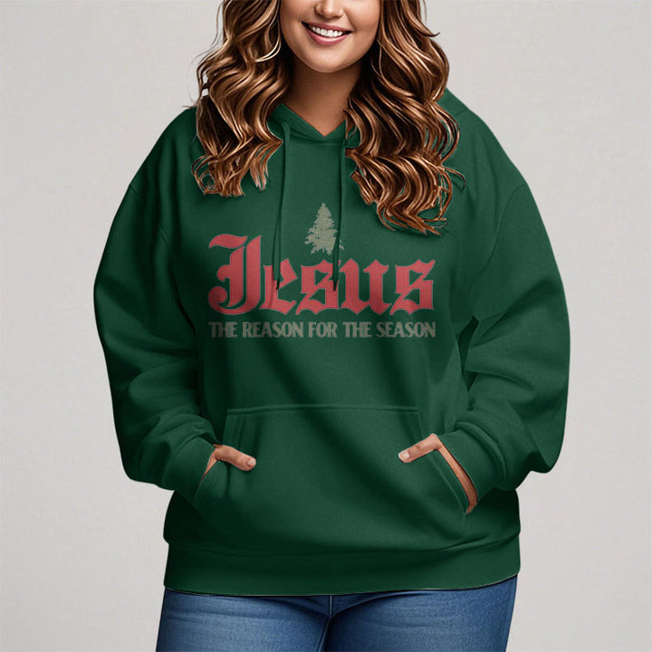 Christianartworkshop Zitatstil Jesus Der Grund für die Jahreszeit Fleecegefütterter Polyester-Hoodie - image 12